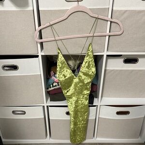 Elegant Velvet Slip Dress in Green